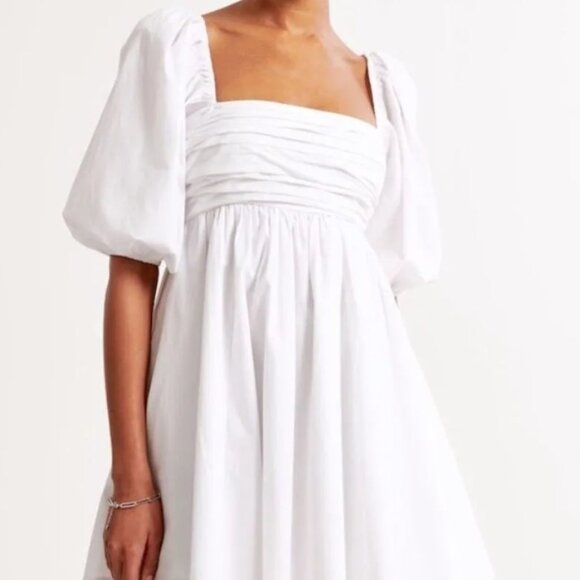 Abercrombie & Fitch Emerson Poplin Puff Sleeve Mini Dress NWT - Picture 1 of 9